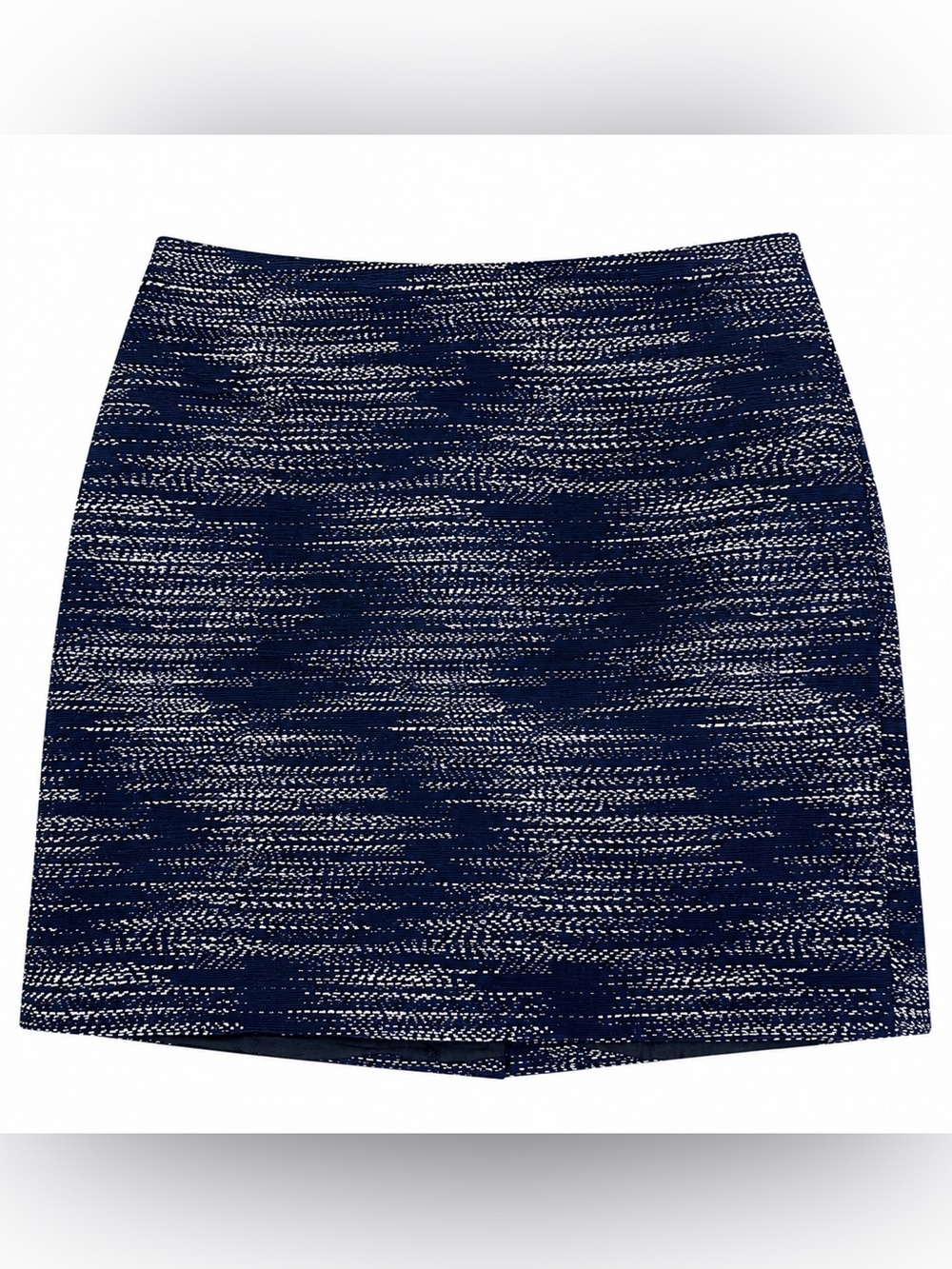 Jones New York Signature Skirt Size 14 Navy White Textured Woven A-Line Preppy